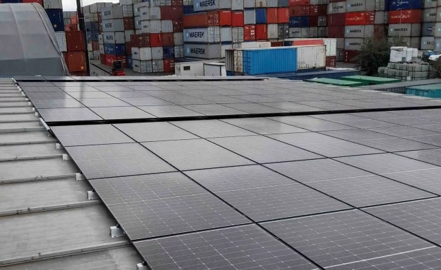 photovoltaic panels on a container